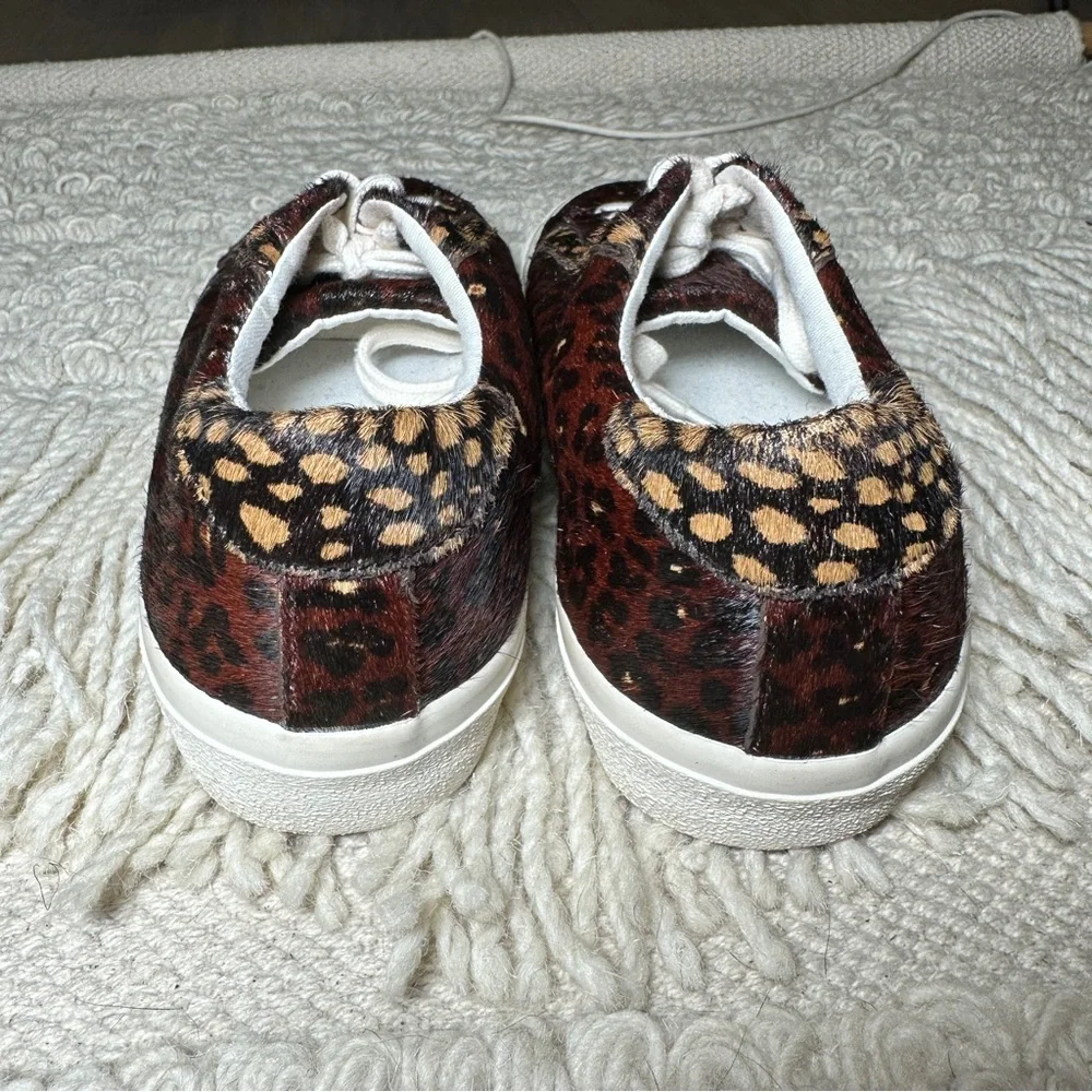 MADEWELL brown leopard colorblock calf hair Sidewalk low-top sneakers 6 NEW